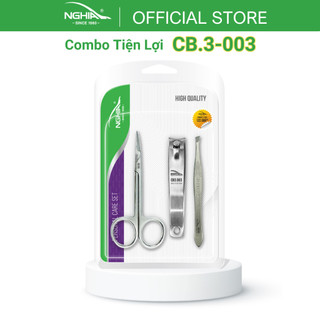 Combo 3 Sản Phẩm KỀM NGHĨA CB.3-003 (Kéo Cắt Tỉa Lông Mày - Bấm Móng - Nhíp)