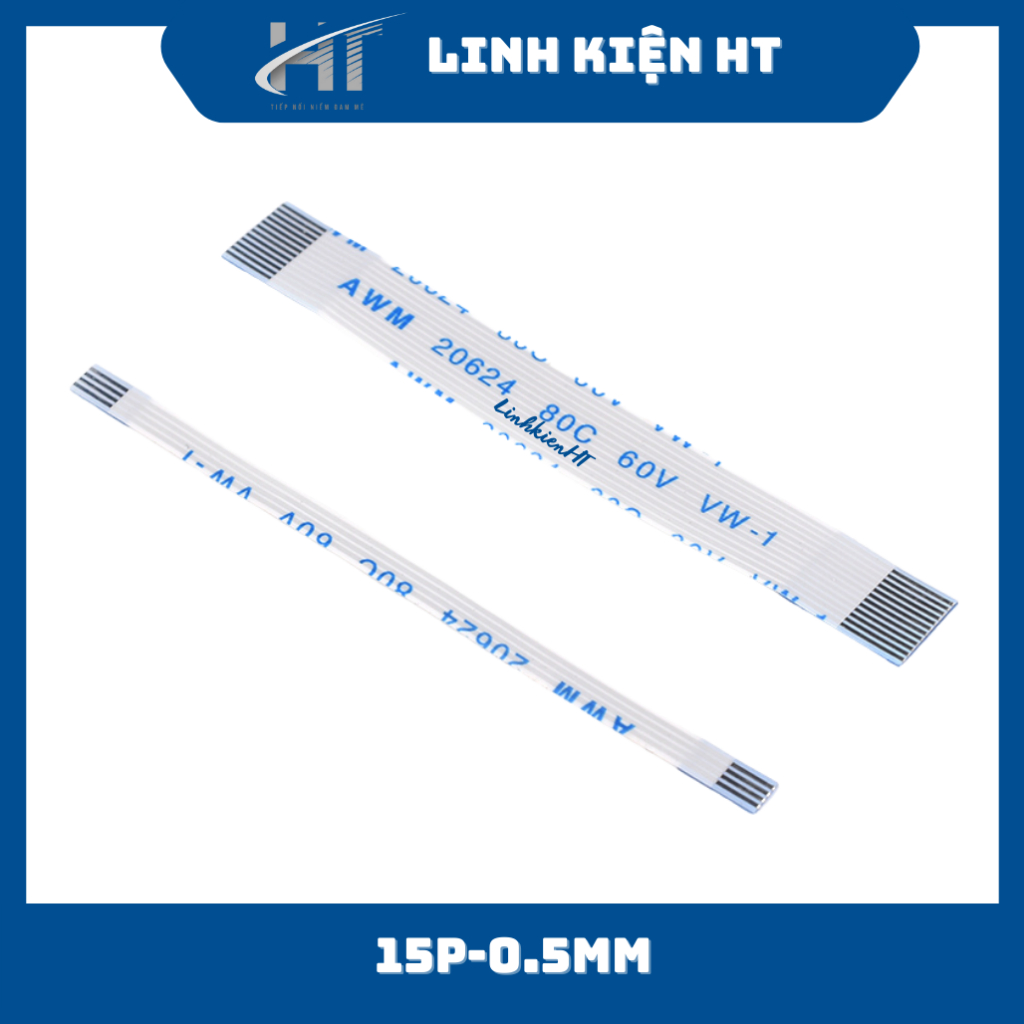 Cáp FFC 15P thuận 0.5mm dài 20cm chất lượng tốt - Linh kiện HT