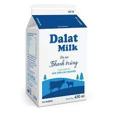 Sữa thanh trùng đà lạt milk 450ml có đường