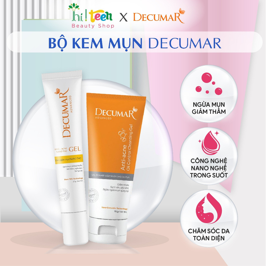 Combo ngừa mụn Decumar giúp bảo vệ da từ nghệ tự nhiên gồm: Sữa rửa mặt, Gel ngừa mụn