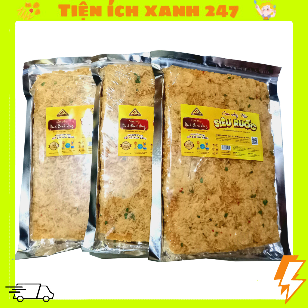   750g  Combo 3 gói Cơm Cháy Nếp Siêu Ruốc Chà bông Ninh Bình Vàng 1 gói to 250g - Đặc sản Ninh Bình 