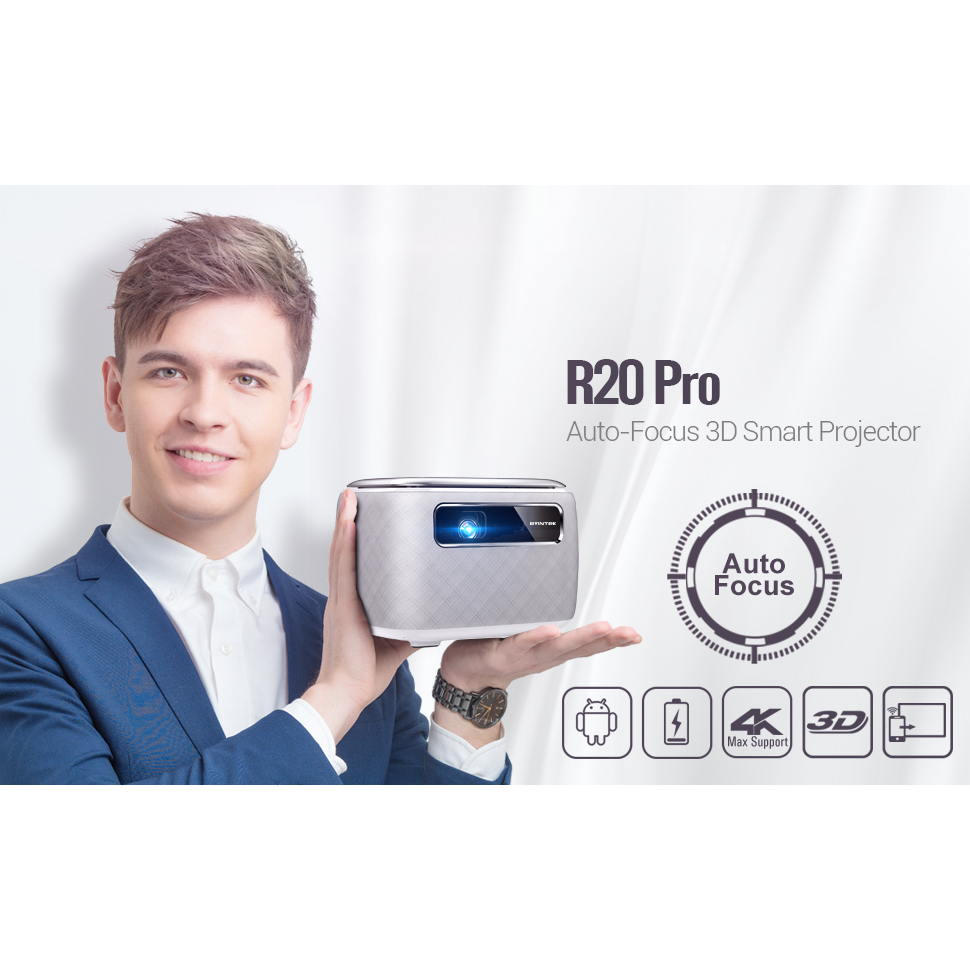 Máy Chiếu Di Động Byintek R20 Pro 3D FullHD 4K Pin 15600 mah Android 9.0–Rạp chiếu phim xem bóng đá mini ngoài trời