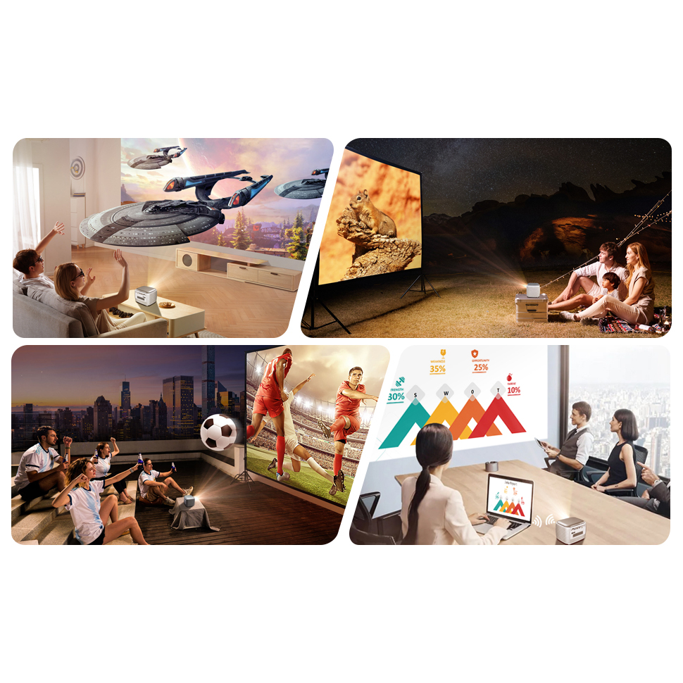 Máy Chiếu Di Động Byintek R20 Pro 3D FullHD 4K Pin 15600 mah Android 9.0–Rạp chiếu phim xem bóng đá mini ngoài trời