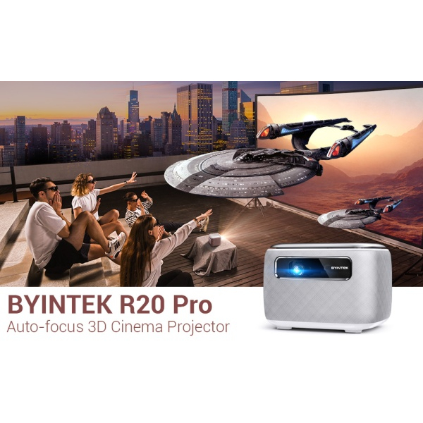 Máy Chiếu Di Động Byintek R20 Pro 3D FullHD 4K Pin 15600 mah Android 9.0–Rạp chiếu phim xem bóng đá mini ngoài trời