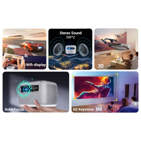 Máy Chiếu Di Động Byintek R20 Pro 3D FullHD 4K Pin 15600 mah Android 9.0–Rạp chiếu phim xem bóng đá mini ngoài trời