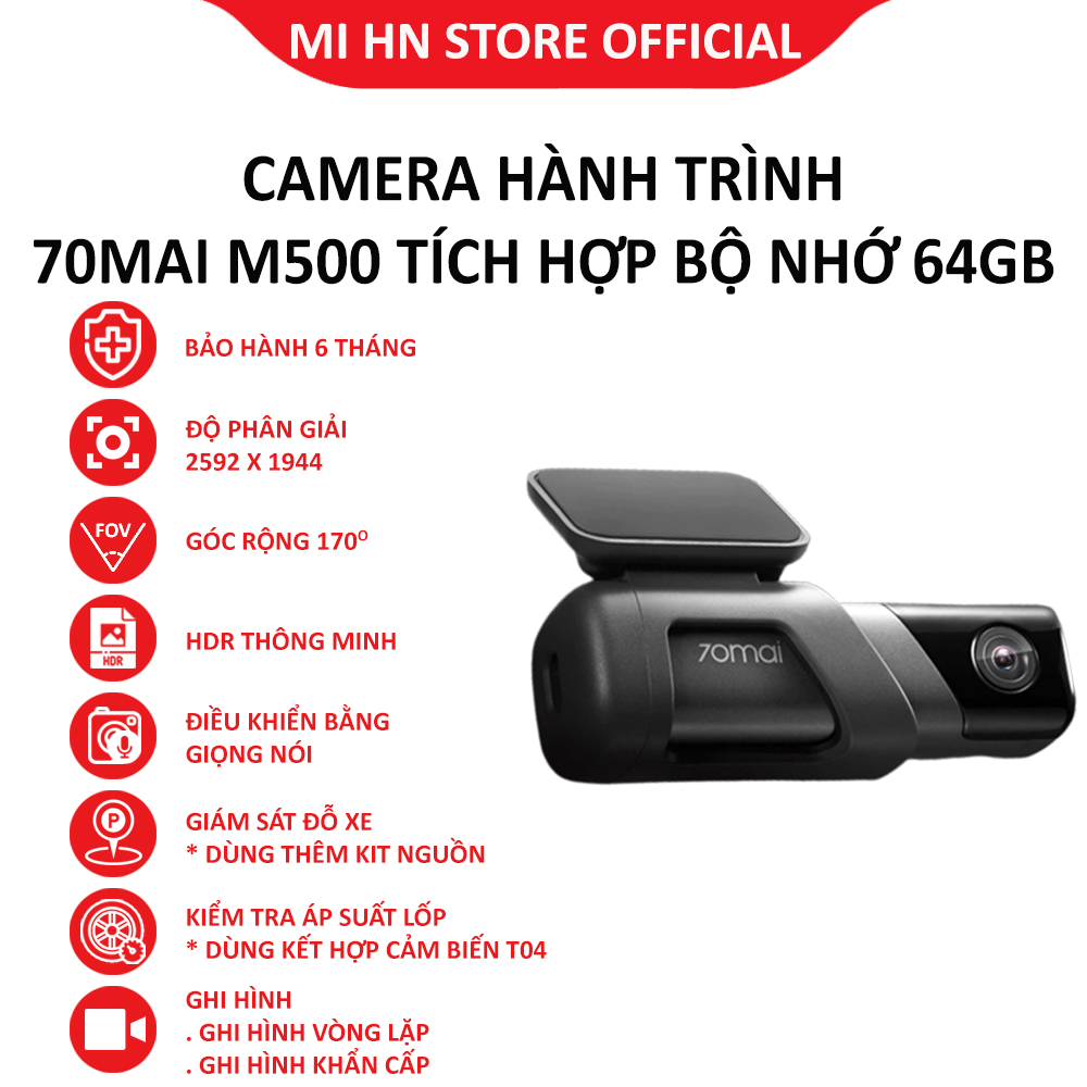 [Bản quốc tế] Camera hành trình ô tô 70Mai M500 tích hợp bộ nhớ trong 64Gb - Bảo hành 6 tháng - Mi HN Store Offical