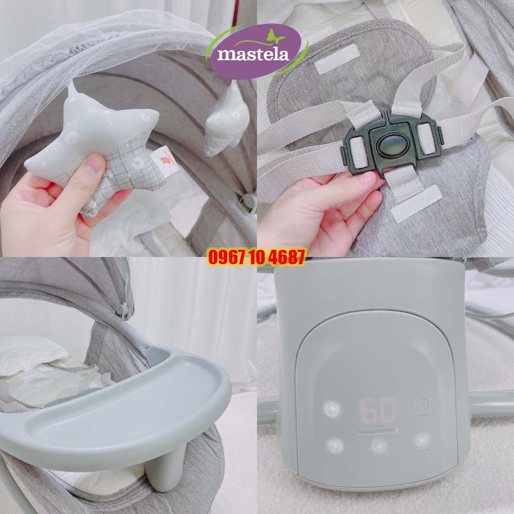 Nôi rung cho bé 🌸 𝑭𝒓𝒆𝒆𝒔𝒉𝒊𝒑 🌸 Nôi điện đa năng Mastela 8113 - 8114 kết hợp ghế ăn dặm tiện dụng - Bảo hành 12 tháng