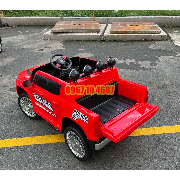 Xe Ô tô điện cảnh sát bán tải cho bé cỡ lớn ghế da JM-7188