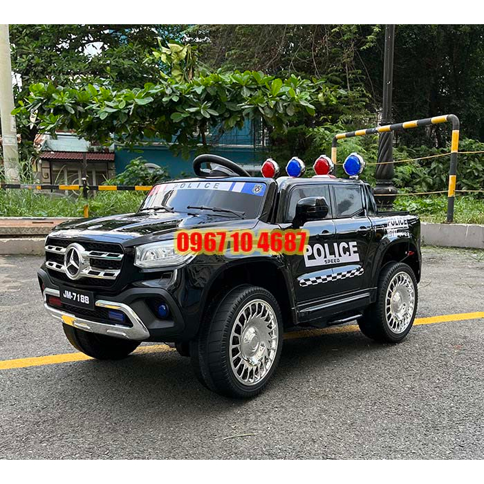 Xe Ô tô điện cảnh sát bán tải cho bé cỡ lớn ghế da JM-7188