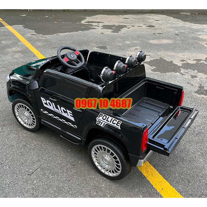 Xe Ô tô điện cảnh sát bán tải cho bé cỡ lớn ghế da JM-7188