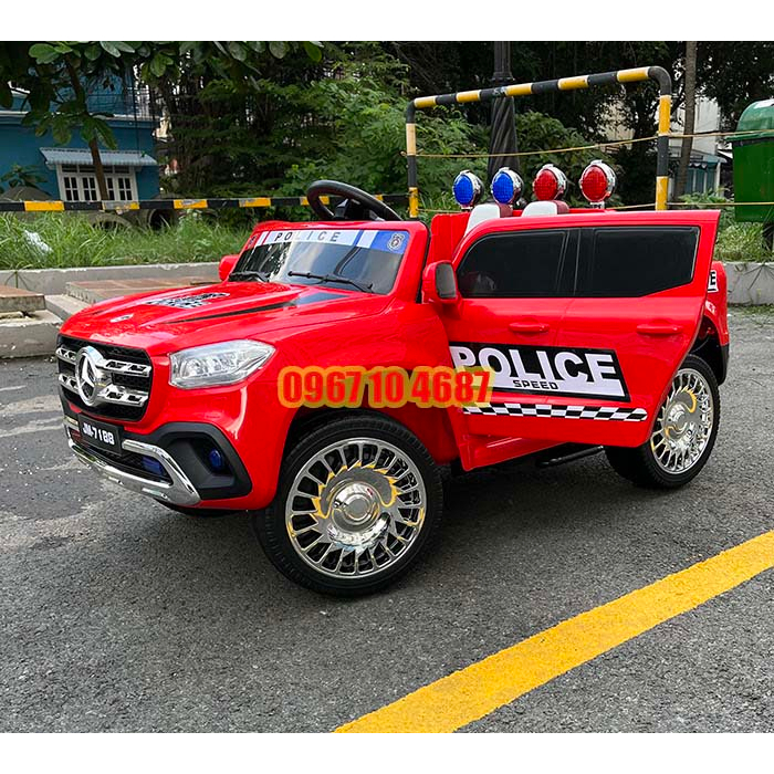 Xe Ô tô điện cảnh sát bán tải cho bé cỡ lớn ghế da JM-7188