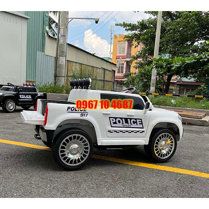 Xe Ô tô điện cảnh sát bán tải cho bé cỡ lớn ghế da JM-7188