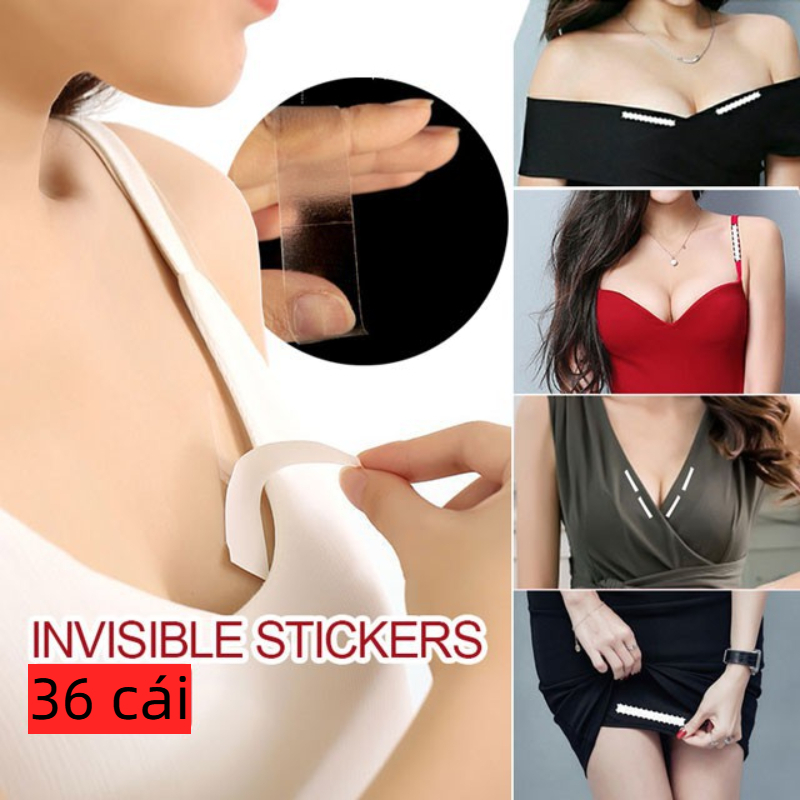 36 Miếng dán cố định quần áo 2 mặt Miếng dán chống lộ, hở ngực, vai áo unisex siêu mỏng trong suốt túi Băng dính-DREAM