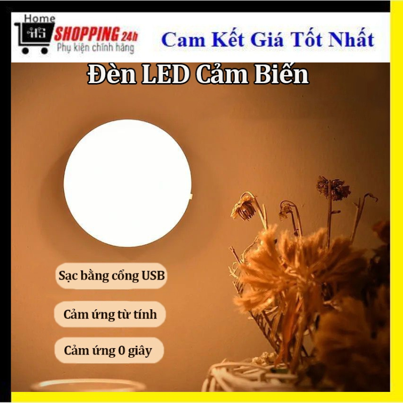 Đèn cảm biến, đèn ngủ thông minh,đèn led cảm biến, sạc cổng sạc usb, đèn led dán tường không cần khoan đục, đèn ngủ