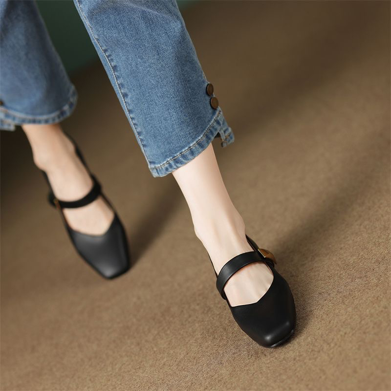 Giày da ZHR chính hãng da mềm gót vuông 4cm, sale giới hạn