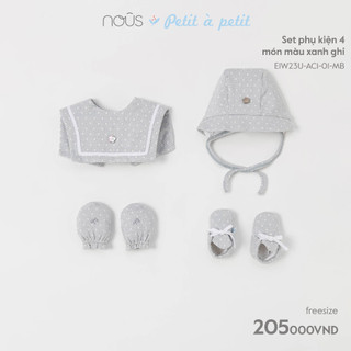 Set phụ kiện 4 món mũ, yếm và bao tay, bao chân Nous phối nhiều màu sắc cho bé trai bé gái chất liệu thoáng mát