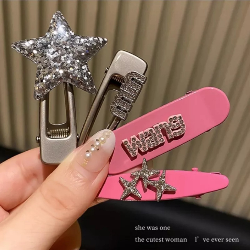 Set 7 kẹp tóc kim loại Mimiu hình ngôi sao, trái tim phong cách thời trang Hàn Quốc Hotrend 2023