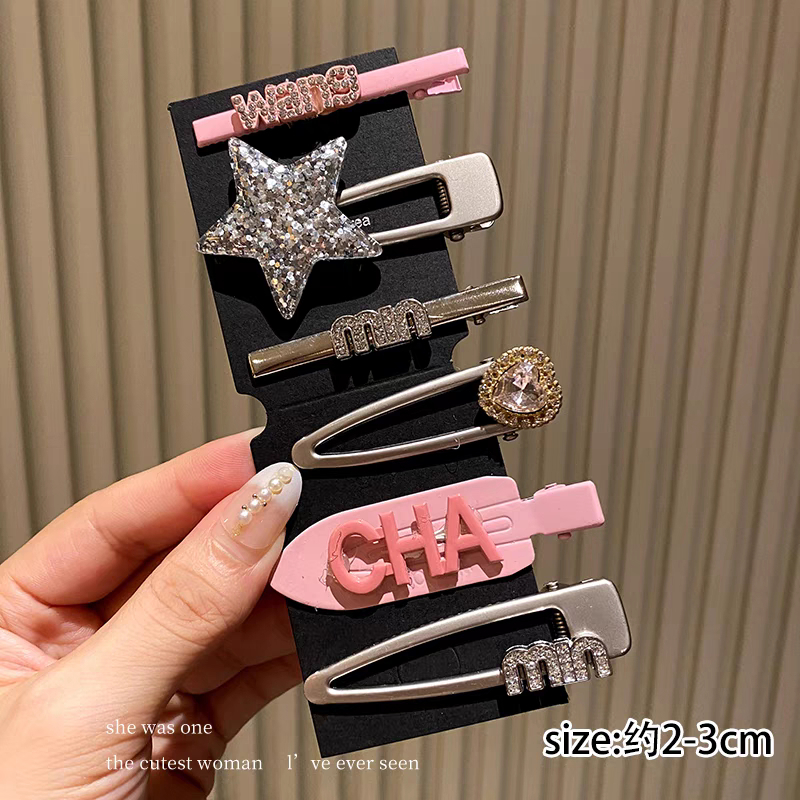 Set 7 kẹp tóc kim loại Mimiu hình ngôi sao, trái tim phong cách thời trang Hàn Quốc Hotrend 2023