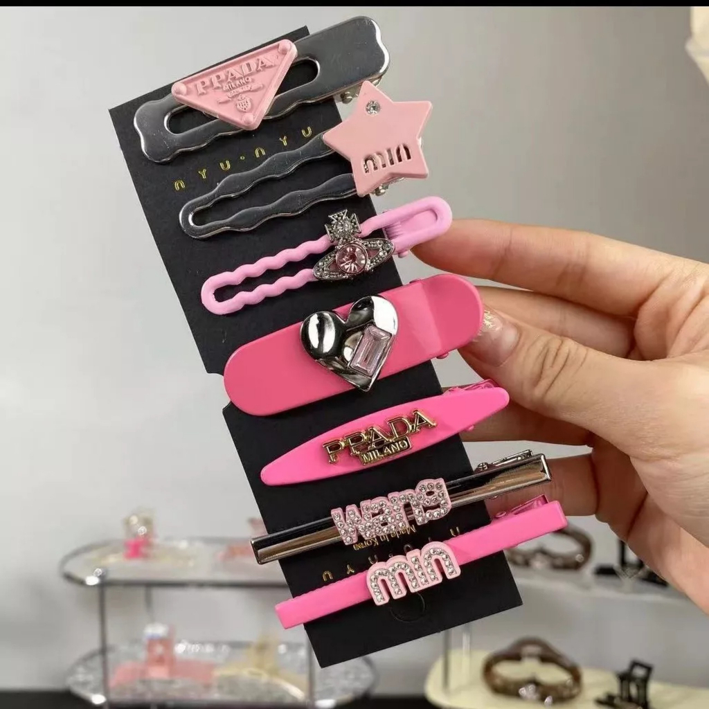 Set 7 kẹp tóc kim loại Mimiu hình ngôi sao, trái tim phong cách thời trang Hàn Quốc Hotrend 2023