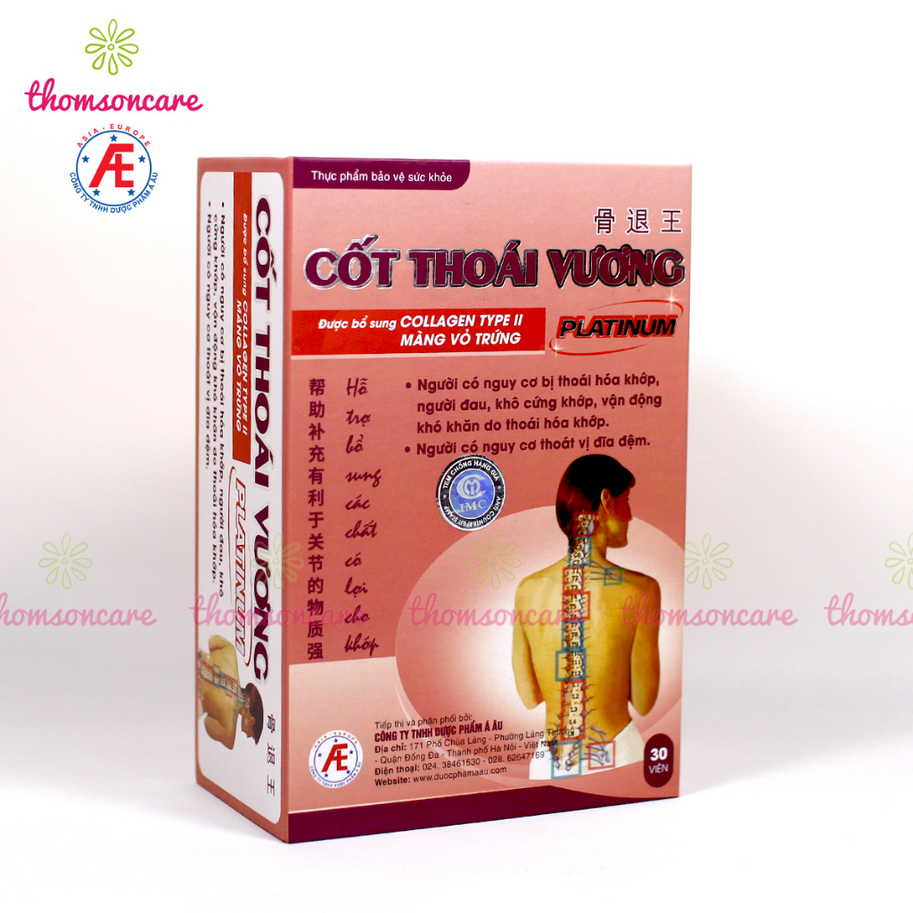 Cốt Thoái Vương Platinum - Hỗ trợ xương khớp, thoái hóa, đau vai gáy từ thảo dược - Hộp 30 viên