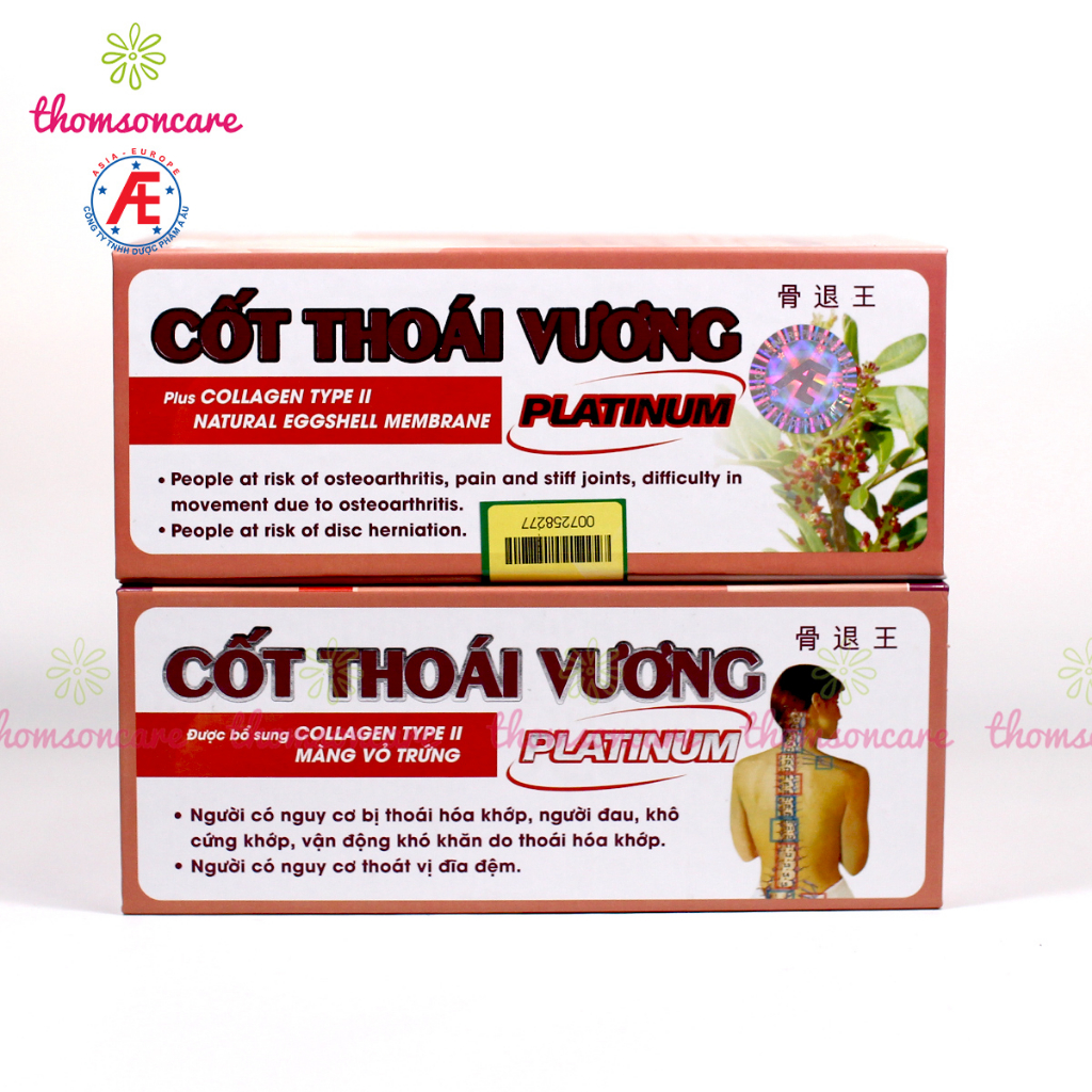 Cốt Thoái Vương Platinum - Hỗ trợ xương khớp, thoái hóa, đau vai gáy từ thảo dược - Hộp 30 viên