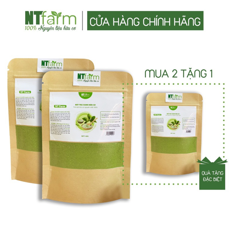 Bột Trà Xanh đắp mặt 1kg NTFARM hữu cơ nguyên chất