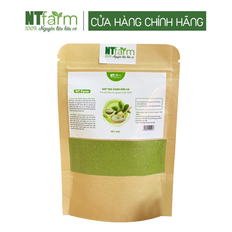Bột Trà Xanh đắp mặt 1kg NTFARM hữu cơ nguyên chất