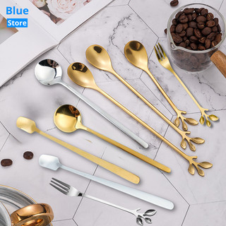 Thìa, muỗng cafe inox mạ vàng cao cấp dễ thương cute sang chảnh Hàn Quốc pha trà uống sinh tố