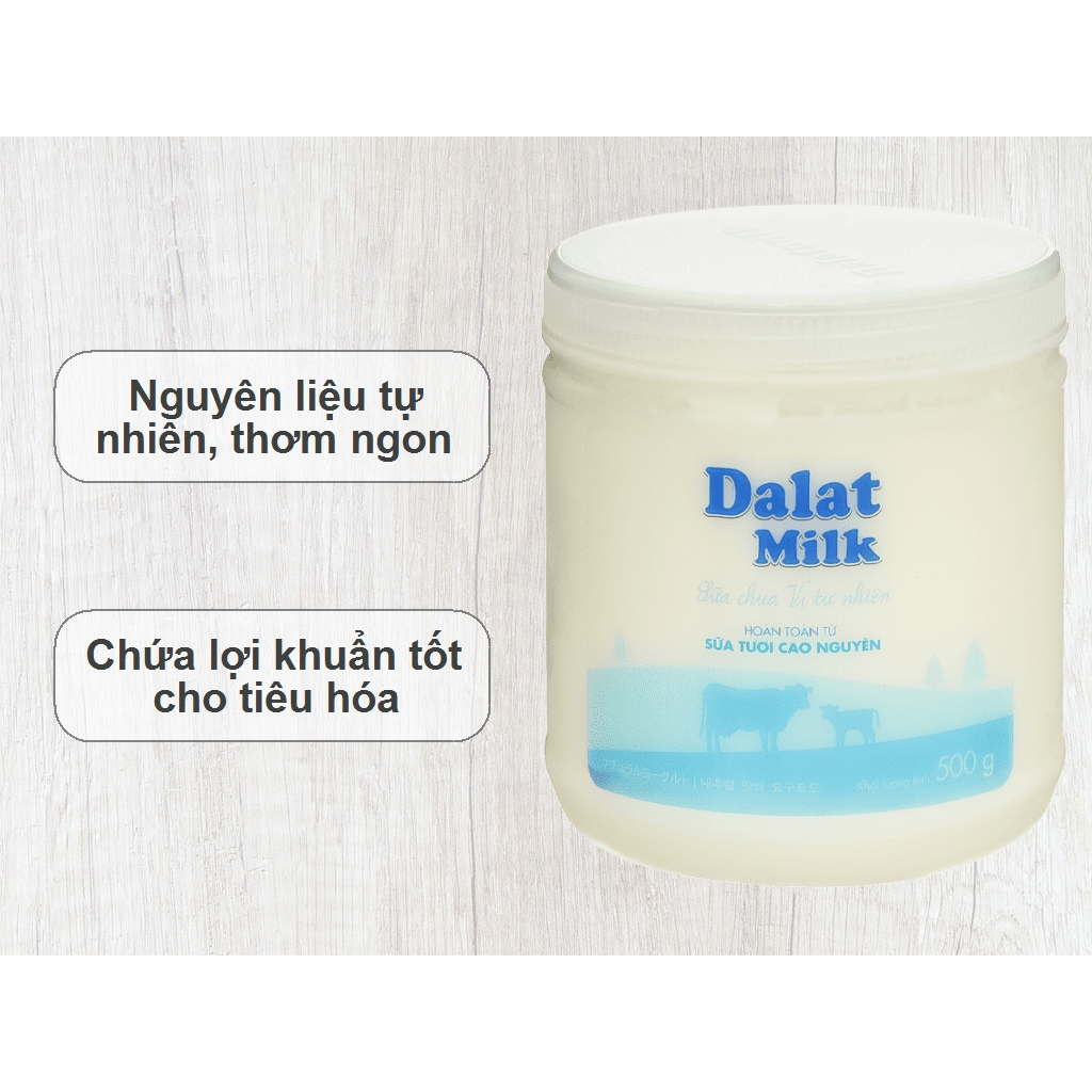Sữa chua ăn Đà lạt milk không đường 500gr