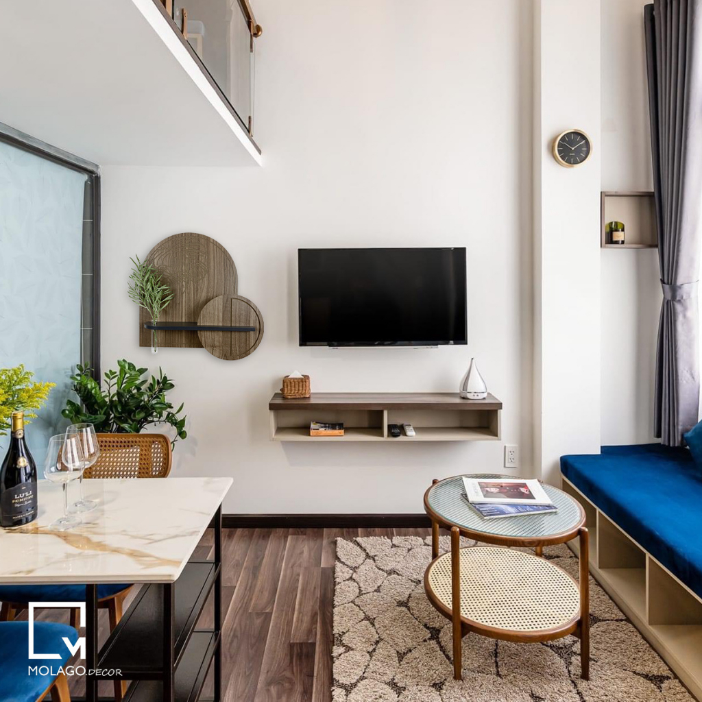 Kệ treo tường trang trí, kệ gỗ đa năng decor phòng khách phòng ngủ nhà tắm không cần khoan Molago - DA