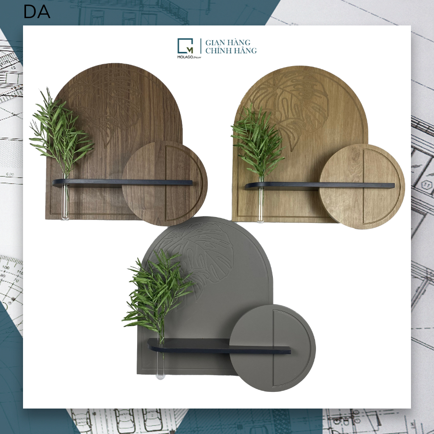 Kệ treo tường trang trí, kệ gỗ đa năng decor phòng khách phòng ngủ nhà tắm không cần khoan Molago - DA