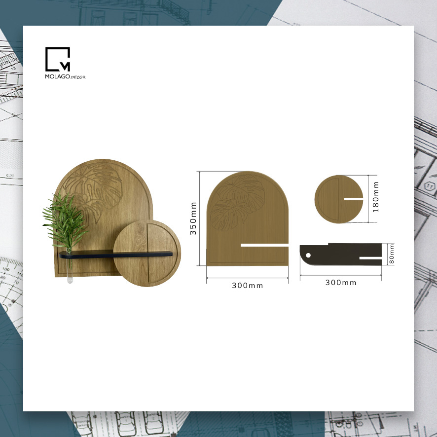 Kệ treo tường trang trí, kệ gỗ đa năng decor phòng khách phòng ngủ nhà tắm không cần khoan Molago - DA