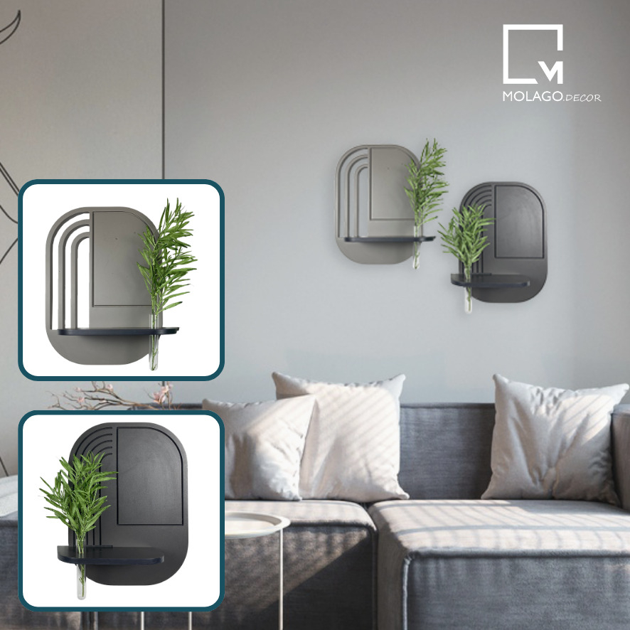 Kệ treo tường trang trí, kệ gỗ đa năng decor phòng khách phòng ngủ nhà tắm không cần khoan MOLAGO - VA