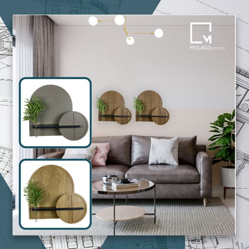 Kệ treo tường trang trí, kệ gỗ đa năng decor phòng khách phòng ngủ nhà tắm không cần khoan Molago - DA