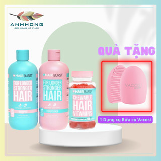 Combo set gội xả + kẹo dẻo Chewable HAIRBURST kích thích mọc tóc, chắc khỏe