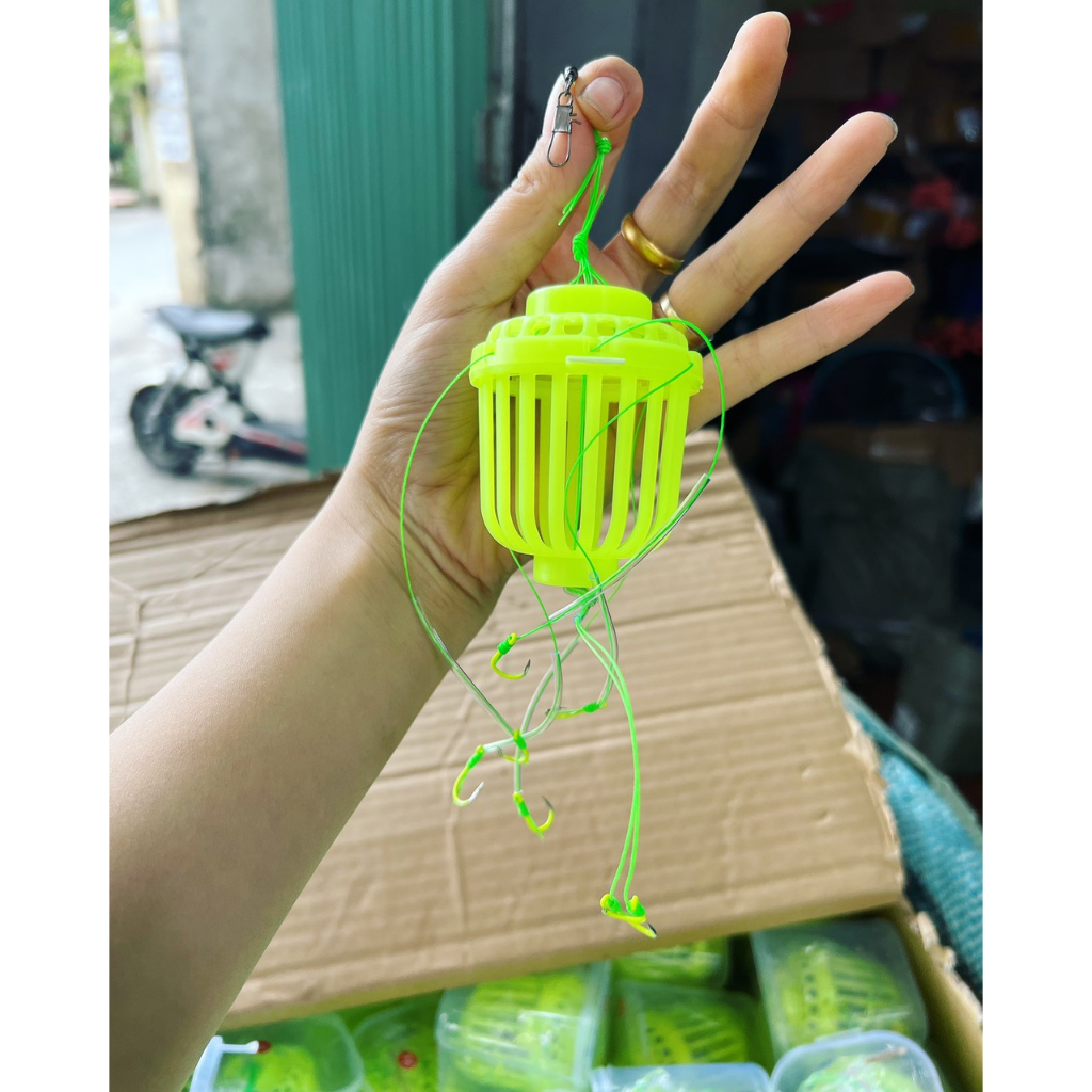 Lăng Xê Bom Mè Dạ Quang, Lồng Câu Bằng Nhựa PP Cao Cấp ,Bền Và Cứng Cáp , Lưỡi Thép cacbon phủ huỳnh quang