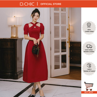 Váy tay bồng cổ đan chéo dáng xòe D.CHIC MS: 2813384