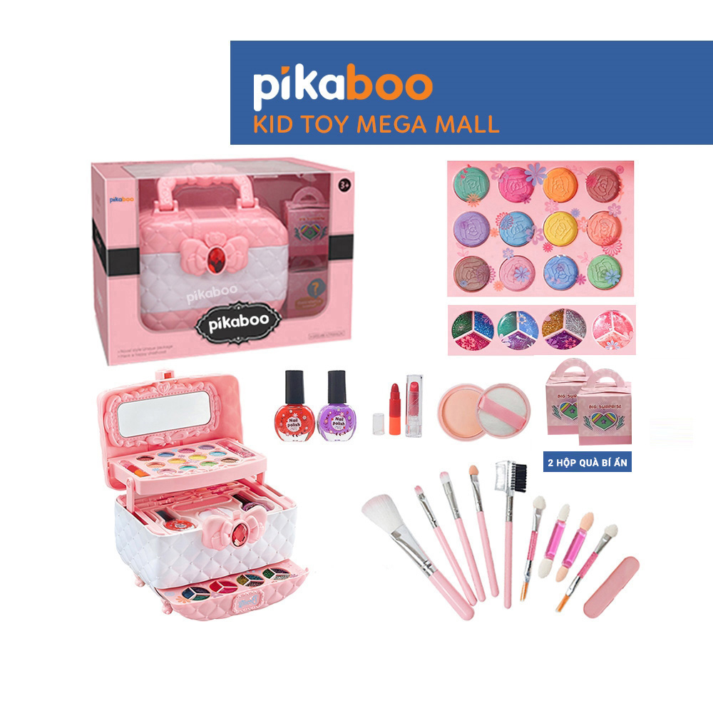 Đồ chơi trang điểm cho bé gái Pikaboo, đồ trang điểm cho bé gái màu hồng cao cấp, an toàn, dễ làm sạch