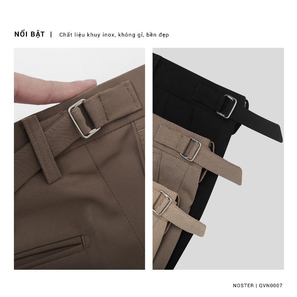 Quần vải âu nam sidetab 2 bên đai, phom dáng hàn, chất vải bền đẹp - Thương hiệu NOSTER mã QVN0007
