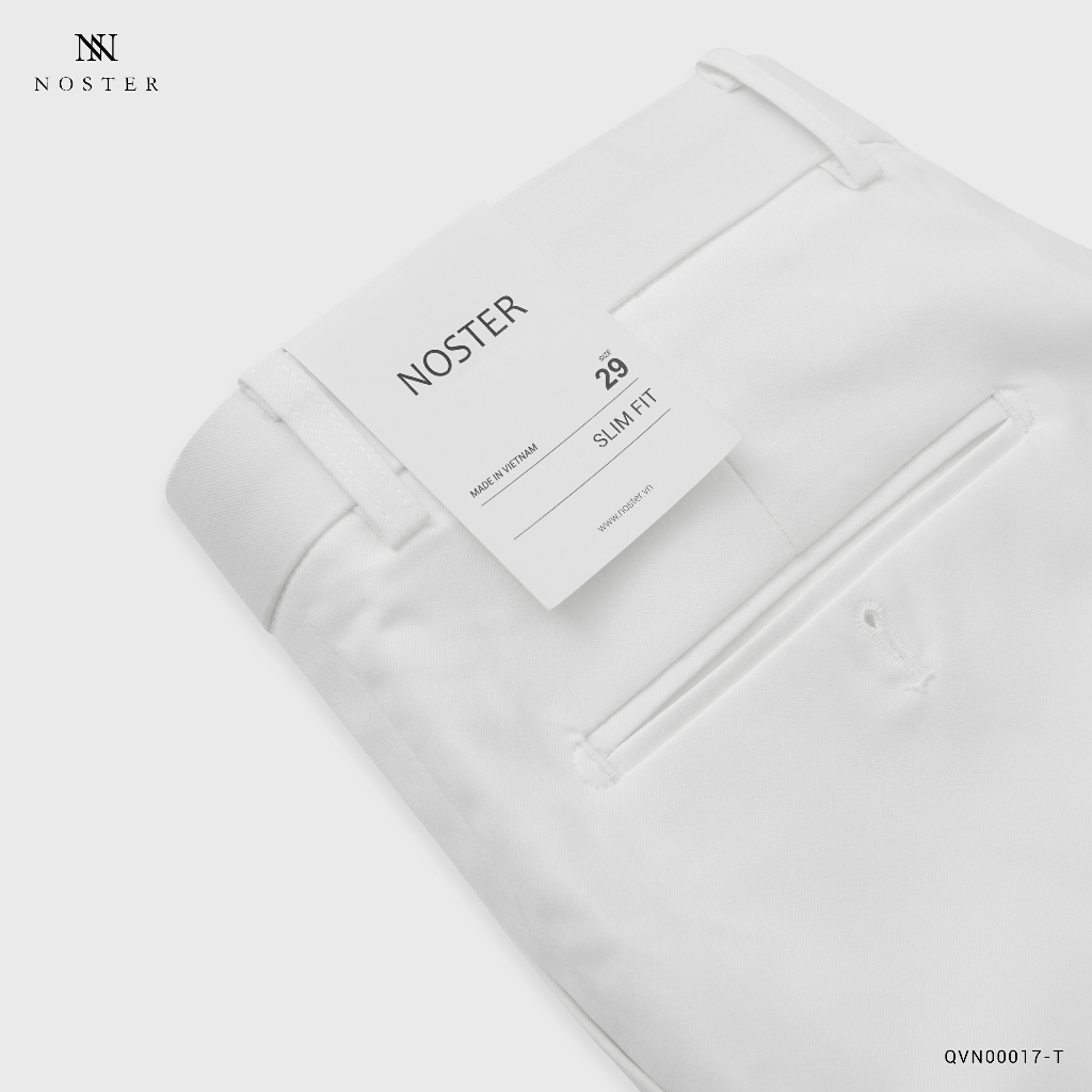 Quần vải nam màu trắng, chất vải dầy dặn - Thương hiệu Noster mã QVN00017