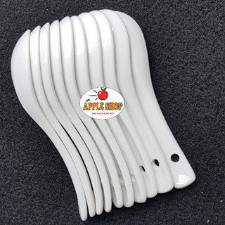 Combo 10 muổng sứ, thìa sứ trắng cao cấp ăn cơm súp cháo dài 13.8cm chất liệu gốm sứ sang trọng