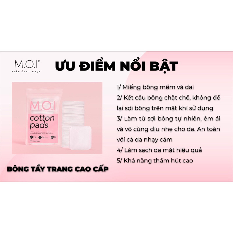 Bông tẩy trang 50 miếng M.O.I Cosmetics Hồ Ngọc Hà