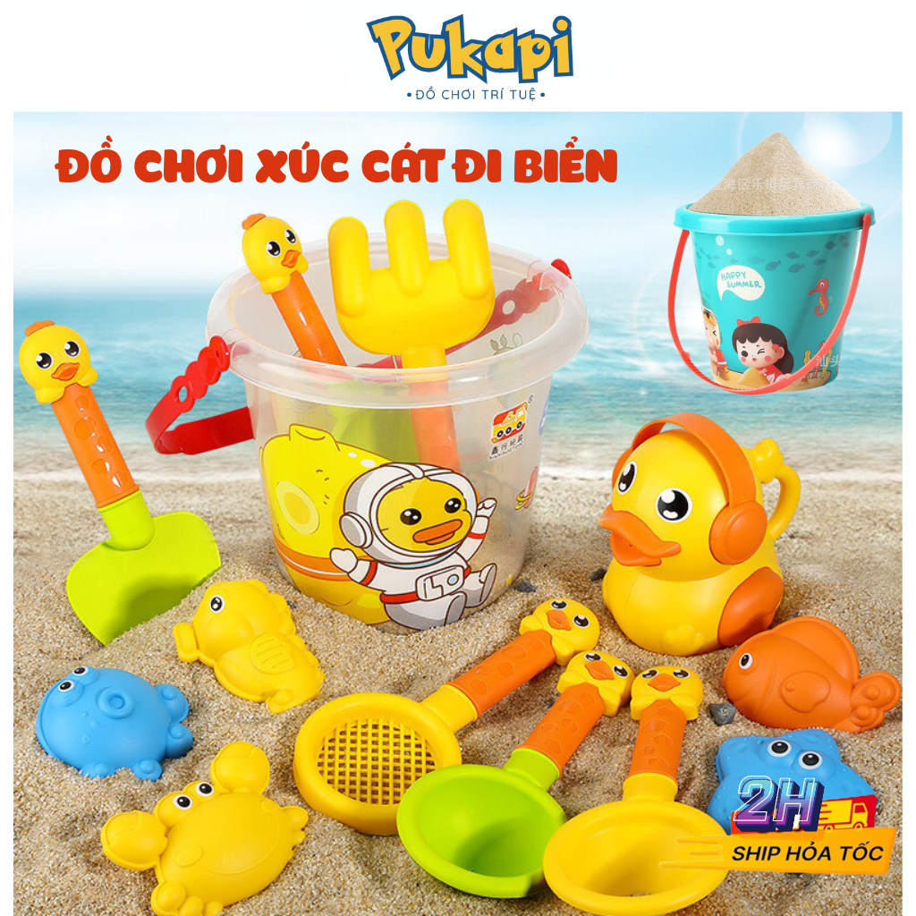 Đồ Chơi Xúc Cát Con Vịt Xúc Cát Vịt Vàng VỊt Xanh Đi Biển Cho Bé 14 Và 18 Chi Tiết,Đồ Chơi Ngoài Trời PUKAPI