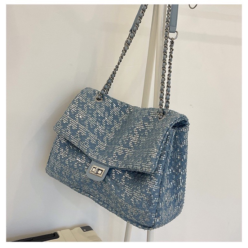 Túi xách nữ đẹp classic big size hot trend 2023 nhũ xanh size 38cm