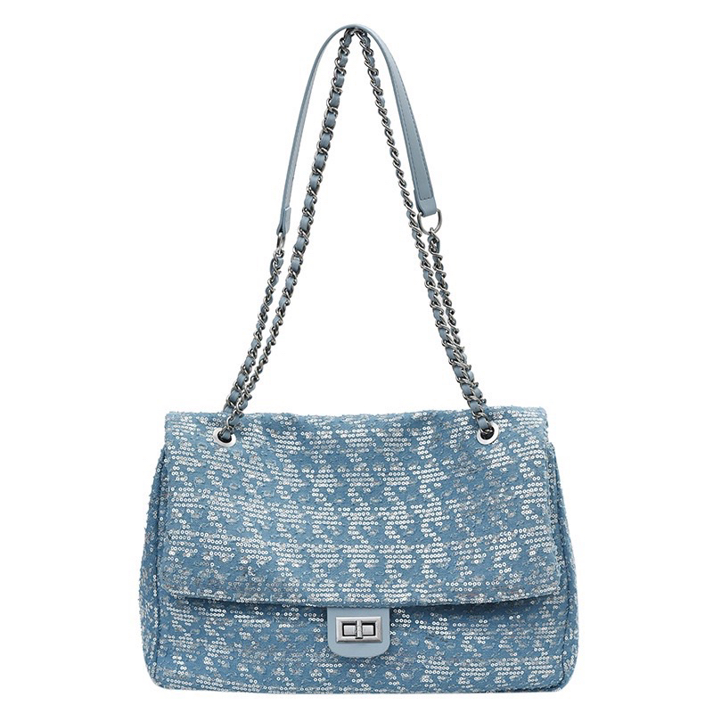 Túi xách nữ đẹp classic big size hot trend 2023 nhũ xanh size 38cm