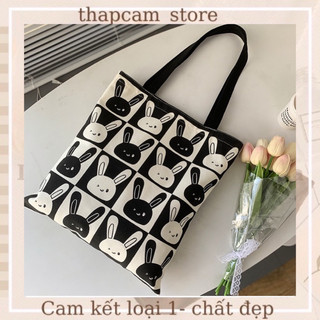 Túi tote hoạ tiết thỏ đen trắng