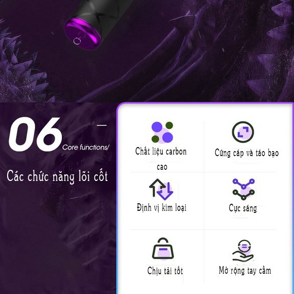 Cán Vợt Săn Hàng MC Tím - Cán MC 2M4 Và 3M