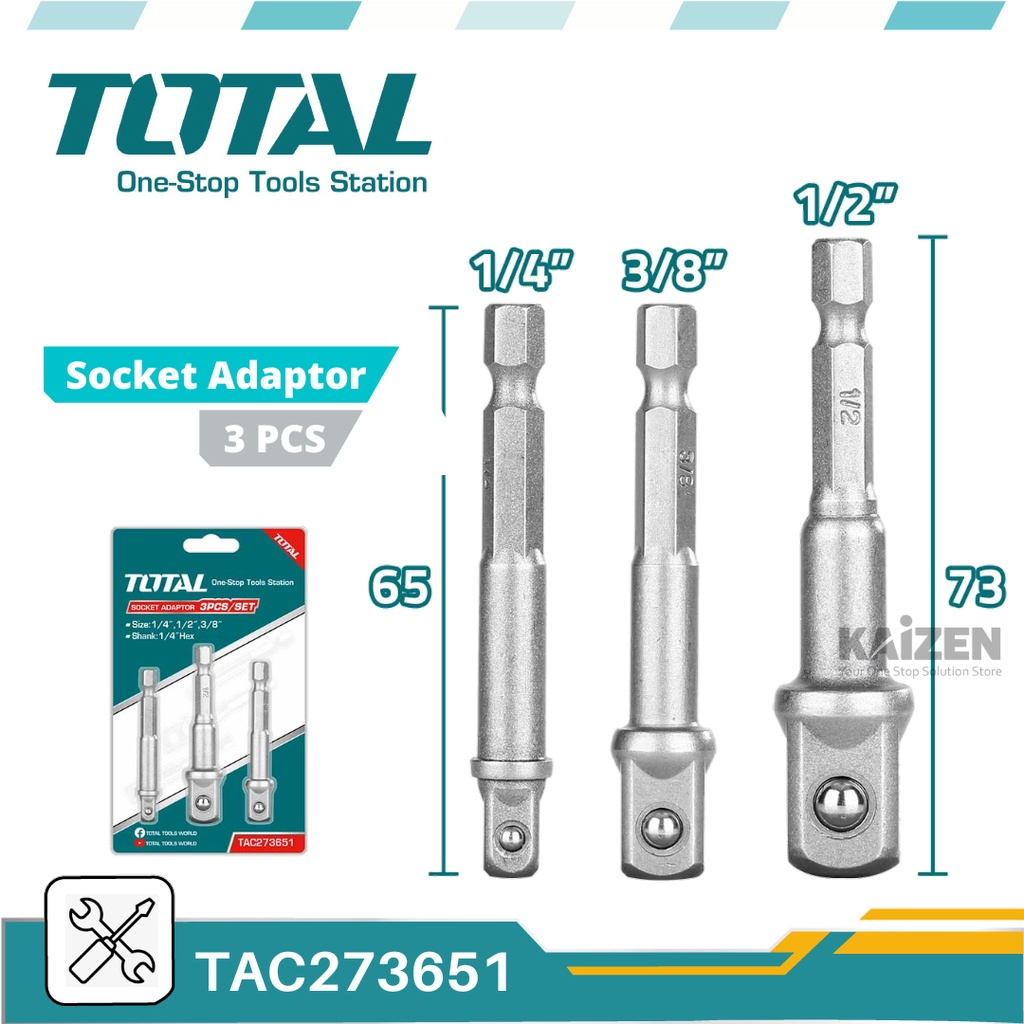 Bộ 3 đầu chuyển vặn tuýp TOTAL / TAC273651