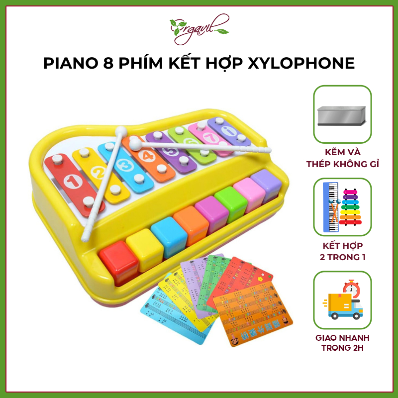 Đồ Chơi Đàn Piano 8 Phím Kết Hợp Xylophone - Phù Hợp Với Trẻ Từ 3 Tuổi, Dạy Bé Nhận Biết Màu Sắc Và Âm Thanh Vui Nhộn