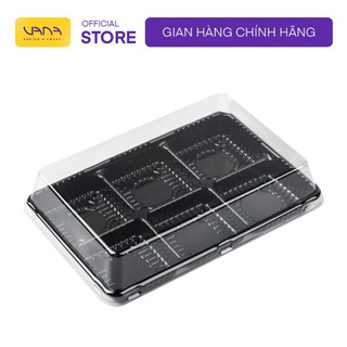 Set 5 hộp nhựa nắp trong 6 ô đựng bánh trung thu , socola truffle